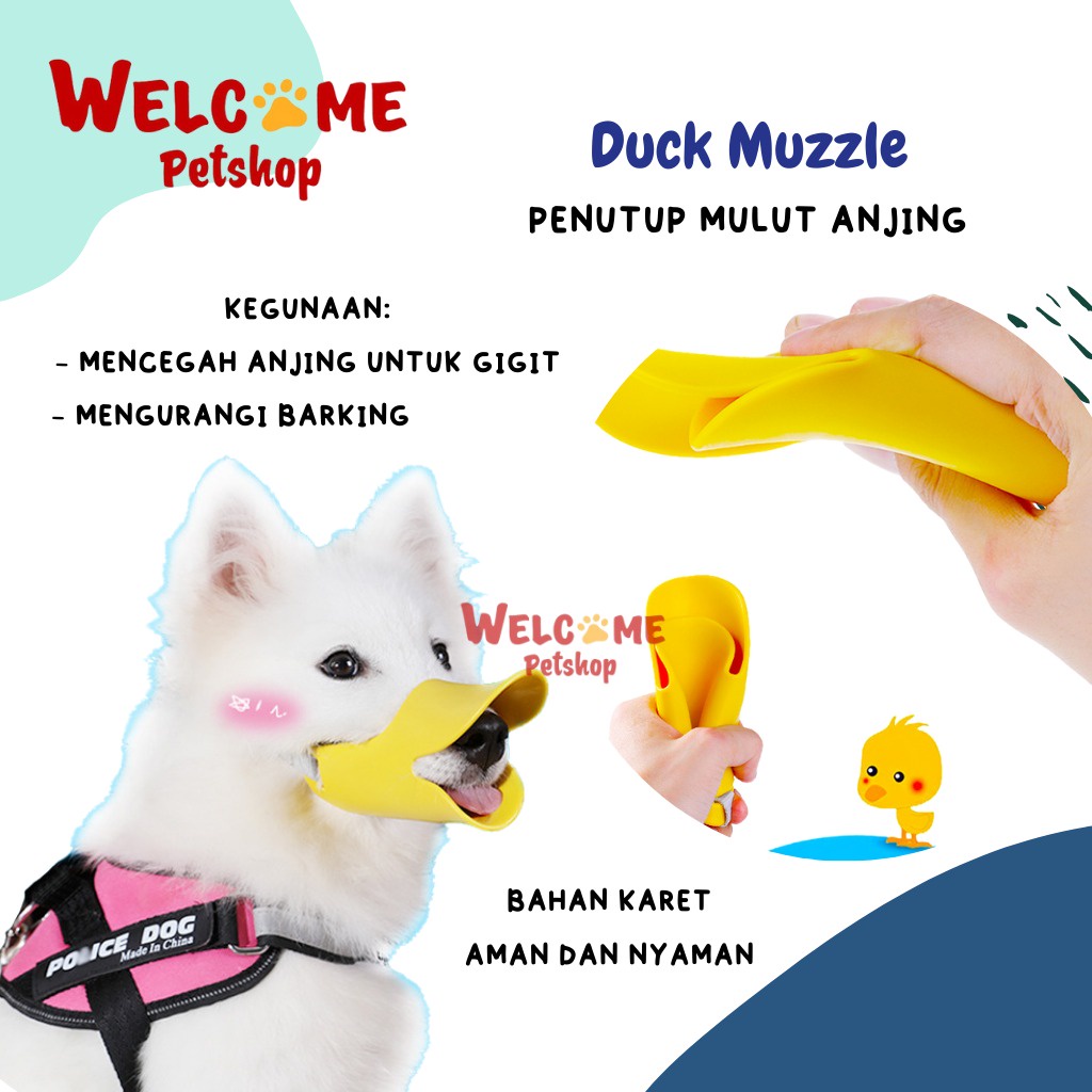 Duck Muzzle MEDIUM Penutup Mulut Anjing Karet Bebek Alat Latih Brangus