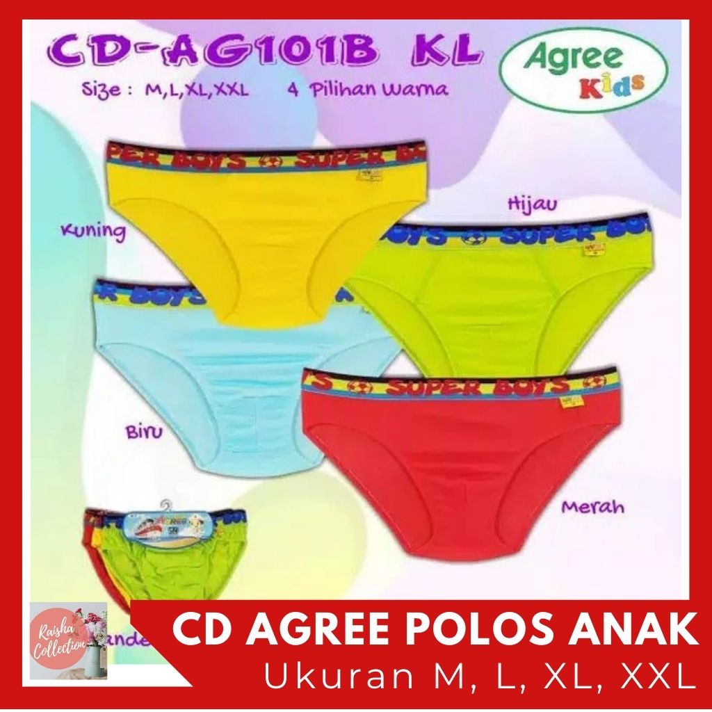 RC CD/Celana Dalam Golden Nick Anak Cowok/Cewek Agree Kids Polos Karet Luar (Isi 1 bj)