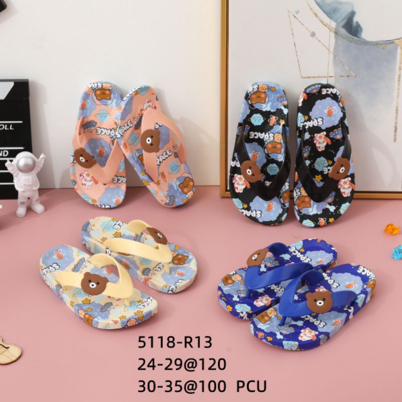 SANDAL JEPIT ANAK PEREMPUAN LAKI LAKI MOTIF BEAR NYAMAN SANDAL JELLY KARET ANAK UNISEX IMPORT MOTIF KEPALA BERUANG KEKINIAN