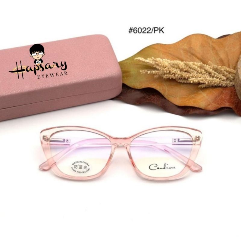 Frame Kacamata Wanita Cat Eye Candies 6022 Paket Lensa Antiradiasi Minus Cylinder Dan Plus | Photocromic | Bluecromic