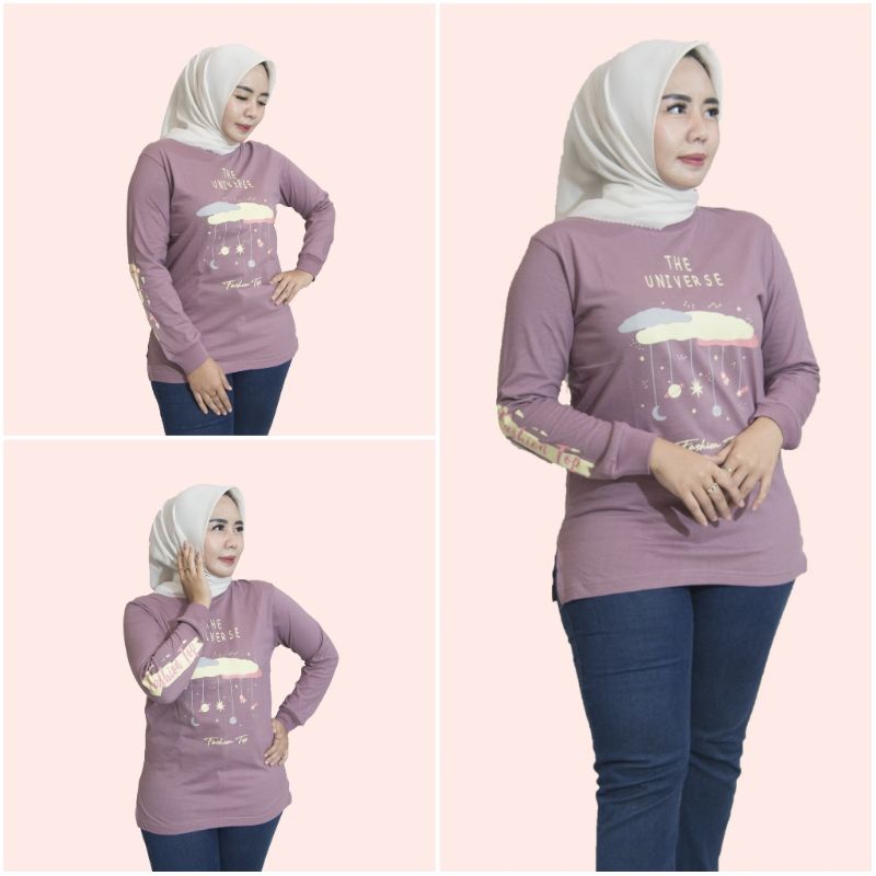 Kaos Atasan Lengan Panjang Wanita Motif Casual Hijab Senam Sport Lengan Panjang Motif Terbaru Zolaqu