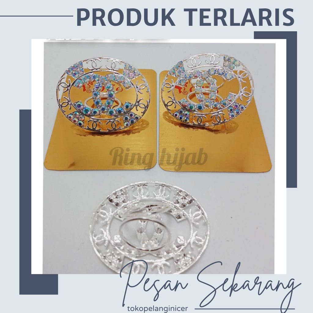 Ring Hijab- Cincin Jilbab- Bros Model Ring Hijab- Peniti Bros Cincin Bunga Cantik Cc