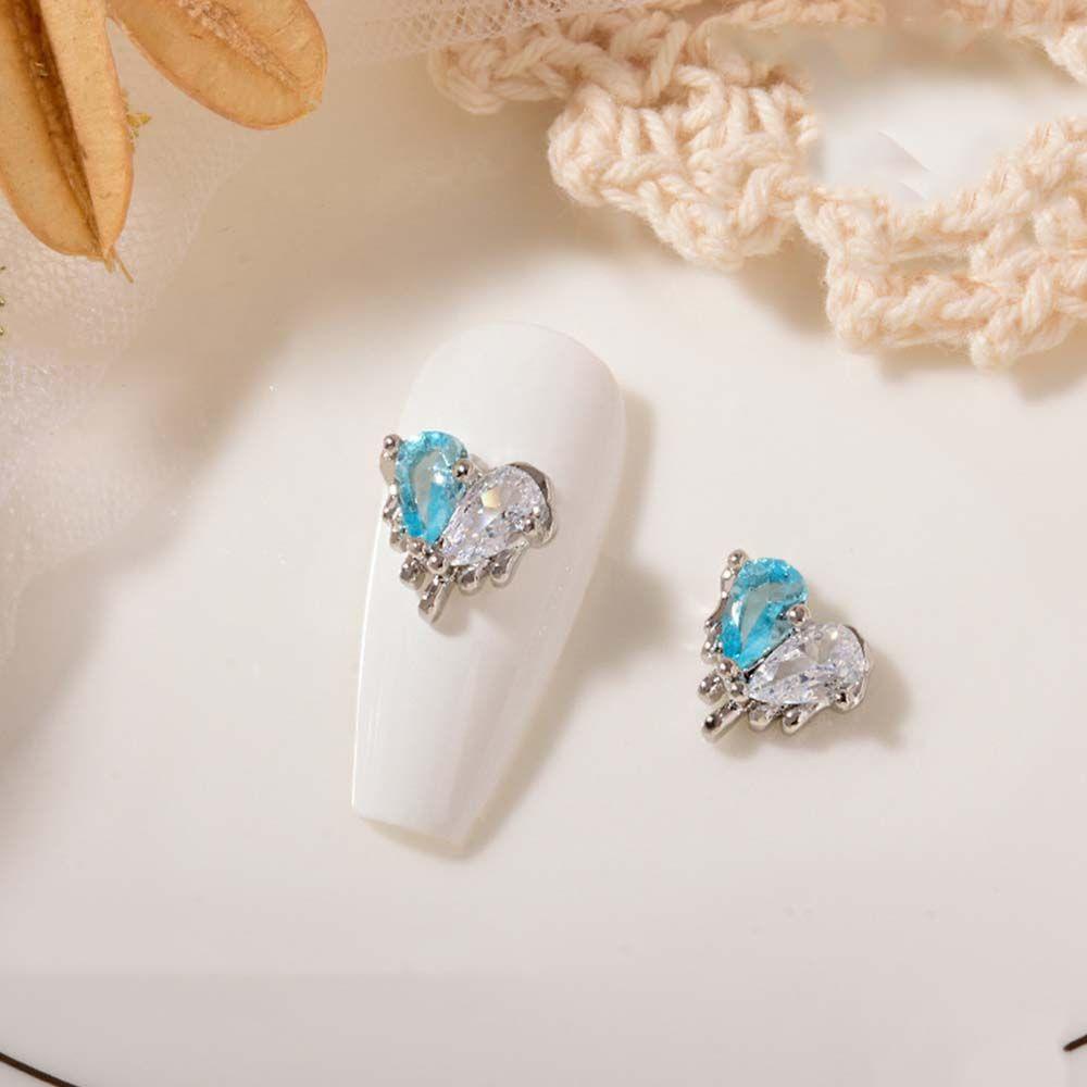 Mxbeauty Jantung Kuku Berlian Imitasi Mewah DIY Jantung Nail Drills Hiasan Kuku Duawarna Zirkon Nail Art Dekorasi