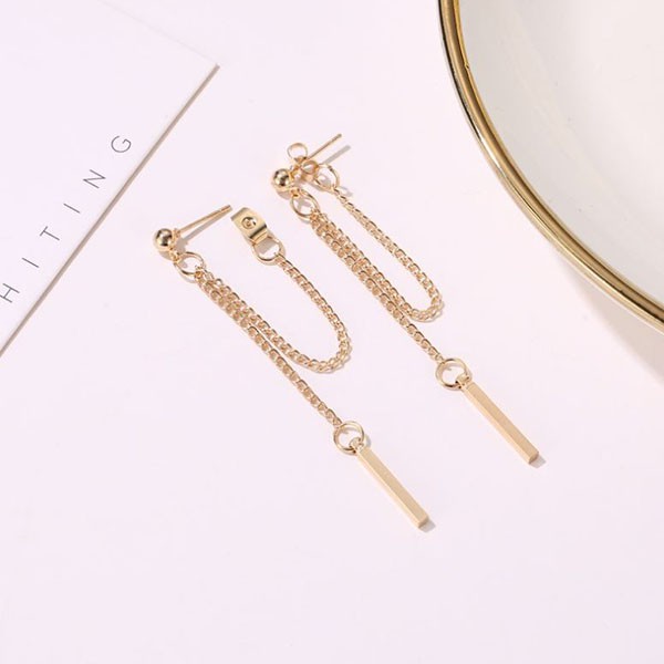 anting panjang long tassel simple chain earrings jan265 (3D3)