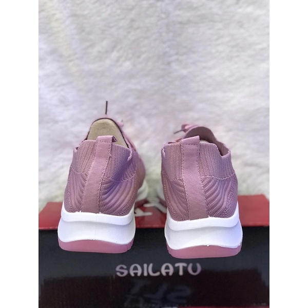 Sepatu sneakers slip on cewek import rajut SAILATU pink sz 36-40