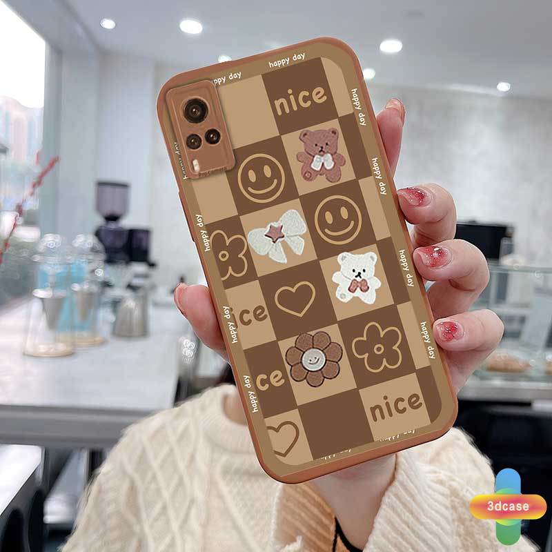Casing Samsung A52 A32 A12 A51 A03S A10S A50 A20S J7 Prime A02S A20 A72 A50S A10 A30S A52S A30 M12 M10 M01S A54 A15 A16 A9 A5 Y12 Y20 A12 Ins Cartoon Bear Flowers Angel Eyes Camera Protector Phone Case