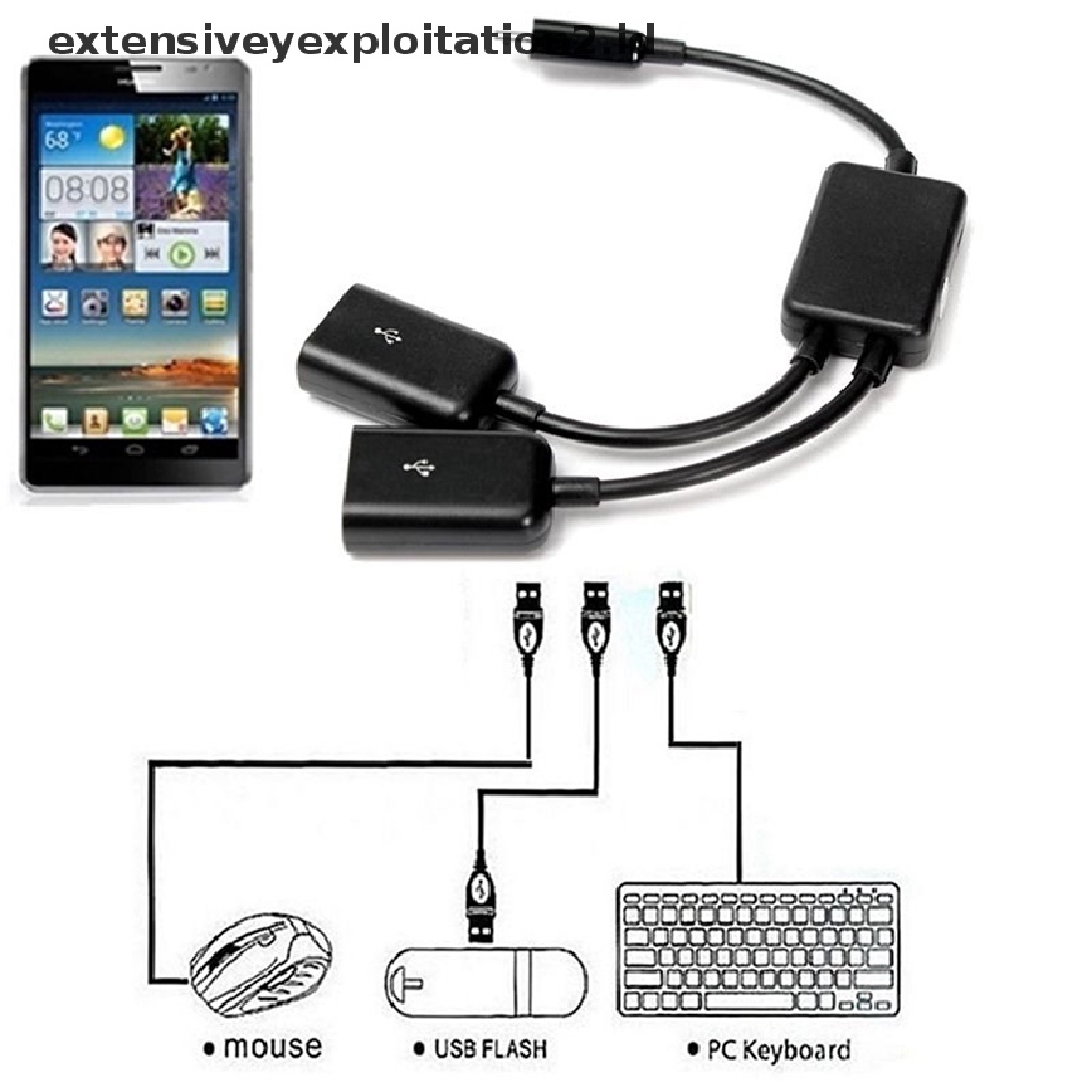 (Hotter) Kabel Adapter Hub Host Otg Dual Micro Usb Untuk Tablet Pc Dan Smartphone