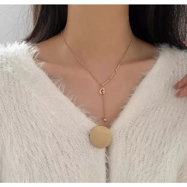 [ Bayar Ditempat ] Kalung Wanita Titanium Rose Gold Anti Karat Liontin Roda Zircon / Accesories Wanita Kalung Korean Style / Kalung Aesthetic / COD