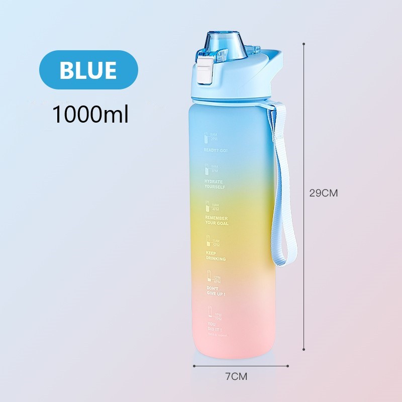 Botol Minum Kapasitas Besar 1000ml Warna Gradasi Dengan Sedotan Untuk Olahraga / Fitness / Outdoor