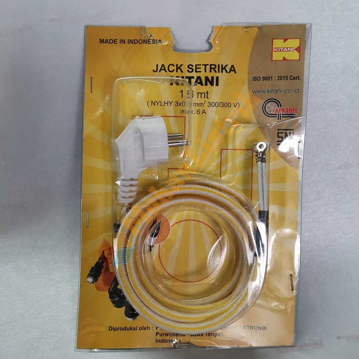 Kabel Steker Setrika Kitani 1.8 Meter 3 x 0.5mm Tembaga