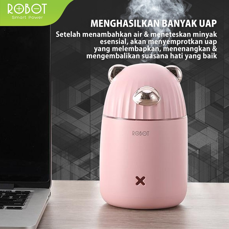 ROBOT RT-H01 Humidifier Diffuser Little Cool Bear Colorful Gradient Light USB 350ML - Garansi 1 Thn