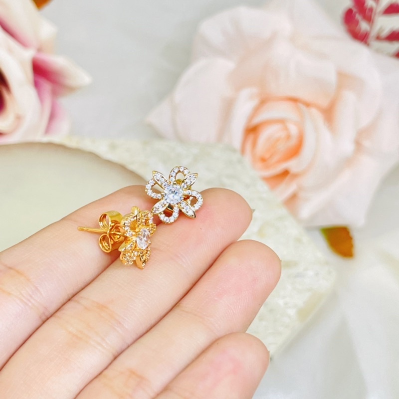 Anting tusuk permata motif emas murah meriah Xuping