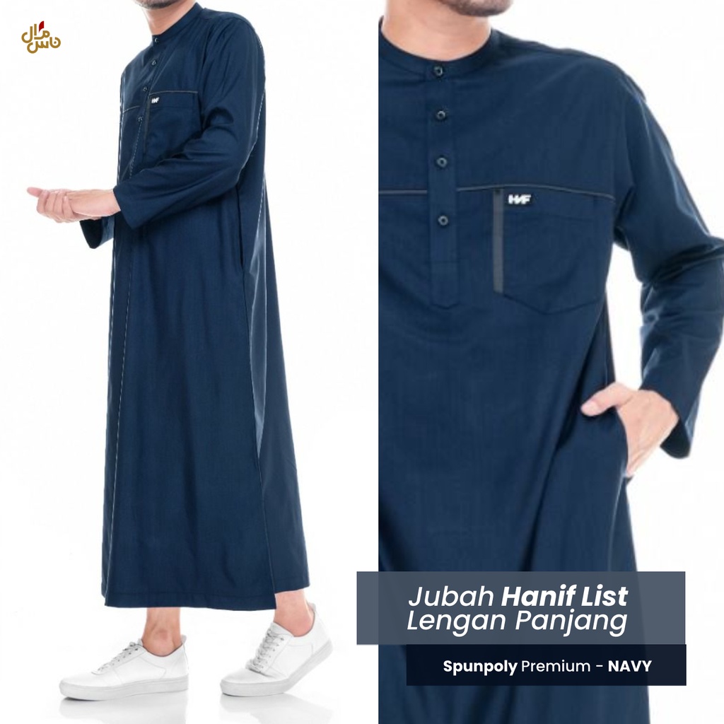 Jubah Gamis Pria Dewasa Muslim Polos Lengan Panjang Bahan Spunpoly Premium Hanif