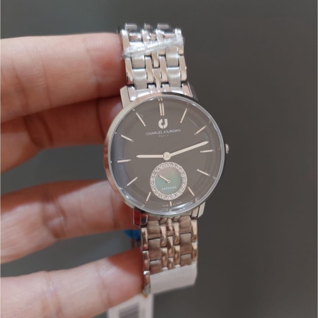CHARLES JOURDAN CJ1032-2332 SILVER BLACK JAM WANITA ORIGINAL ORI