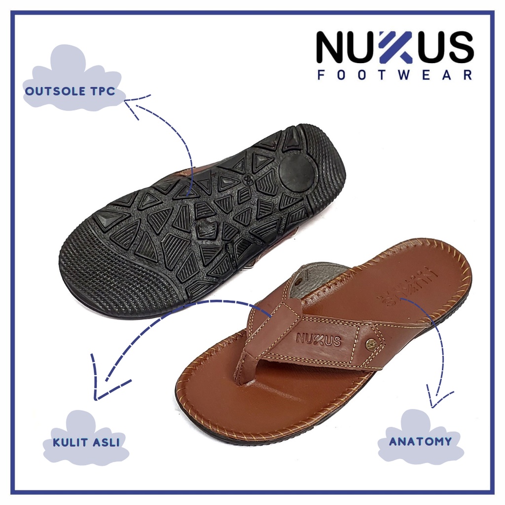 Sandal Japit Pria Kulit Sapi Asli Nukus Foot Wear - JKT GB