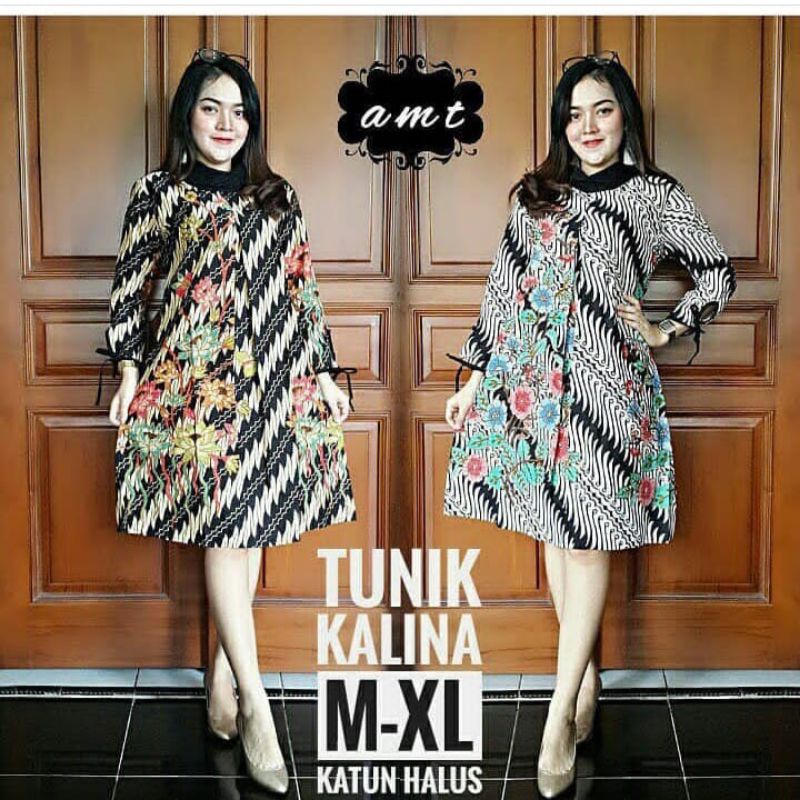 tunik kalina dan keira bahan katun batik solo halus