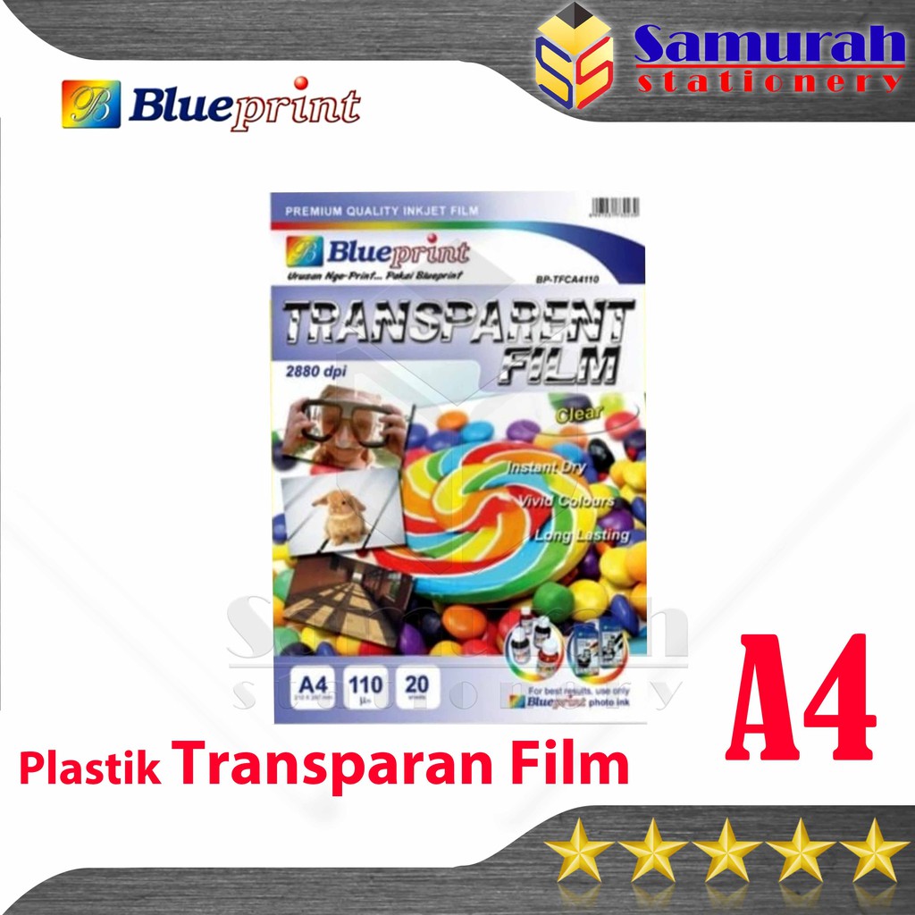 

Plastik Transparant Film Glossy / Blueprint A4 110 um / BP TFA4110 untuk OHP bisa Print