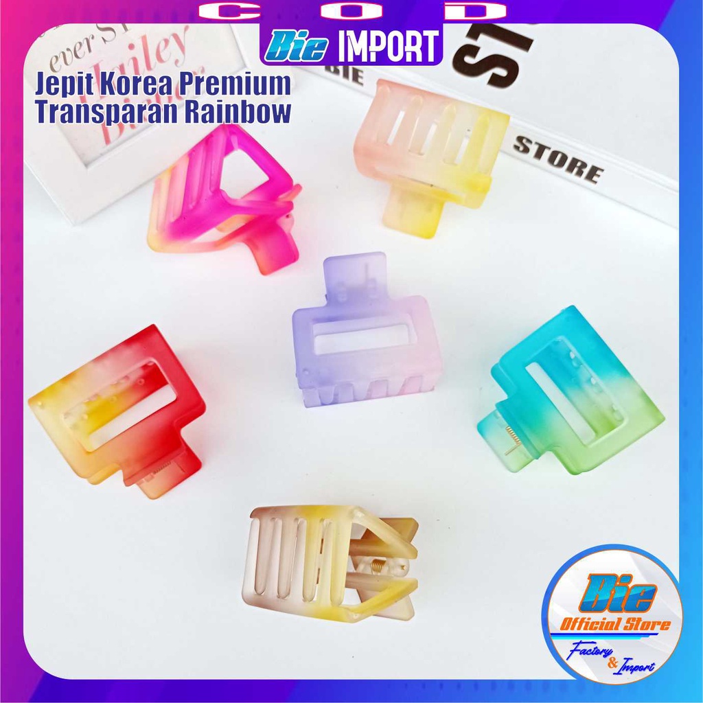 Jepit Rambut Korea Transparan Doff Rainbow Premium Impor Best Seller