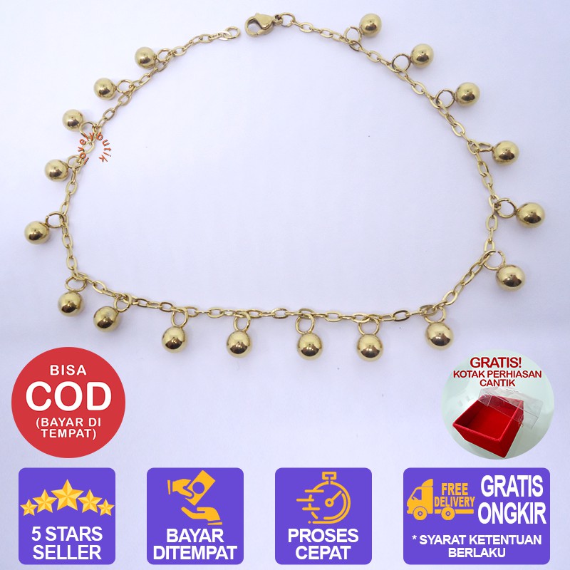 Lovelybutik Gelang tangan titanium Balls gelang Wanita Titanium [Silver] BONUS KOTAK PERHIASAN