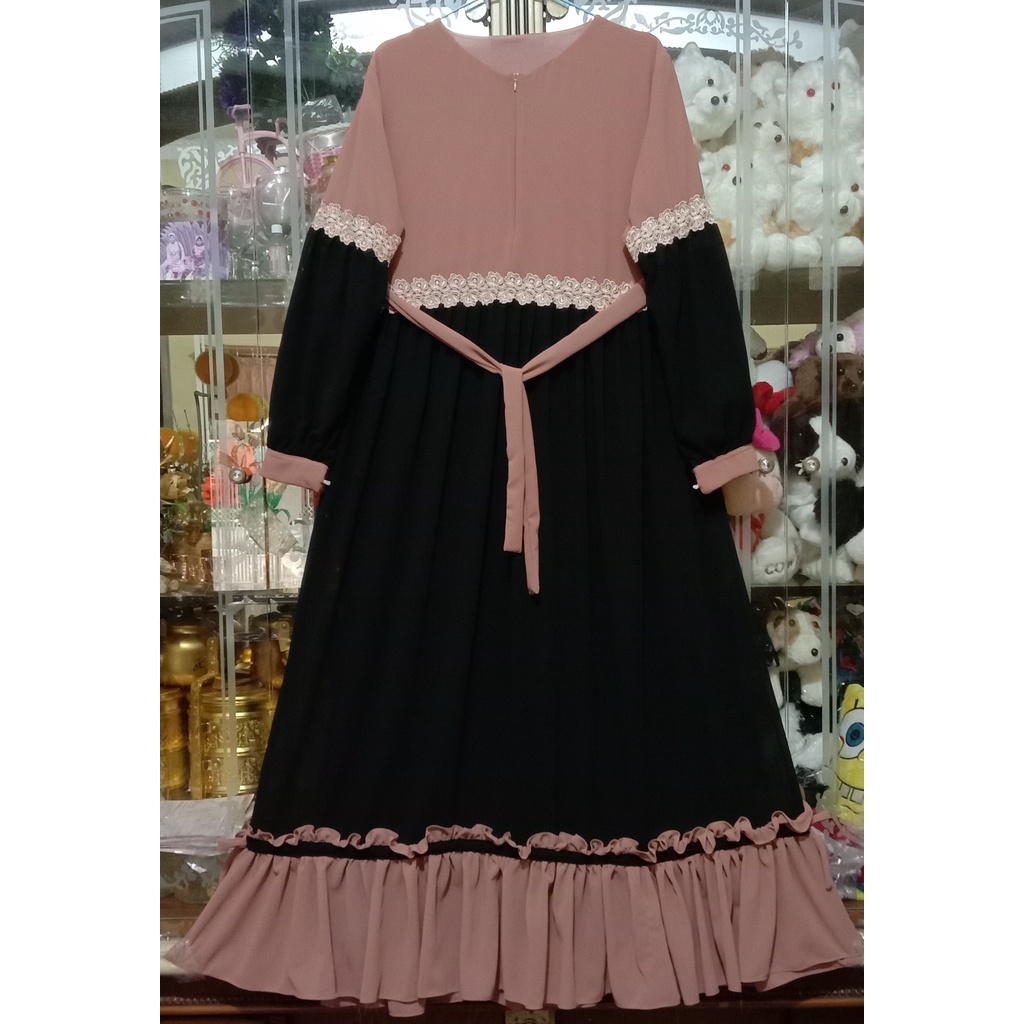 Dress kombinasi ceruttibabydoll variasi renda besar/dress modis bandung indonesia