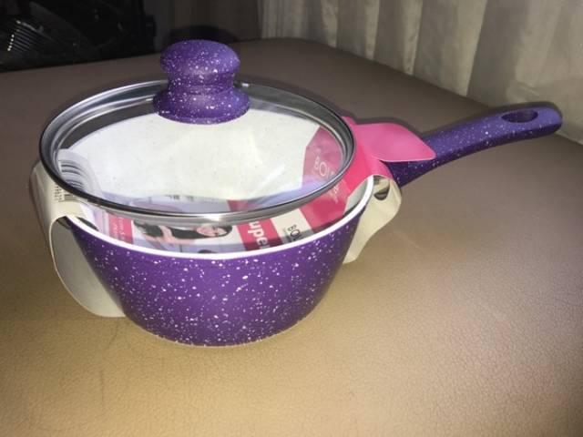 SAUCEPAN BOLDE 18CM + PENUTUP KACA - UNGU - KERAMIK - SUPERPAN - SUPER PAN - PANCI