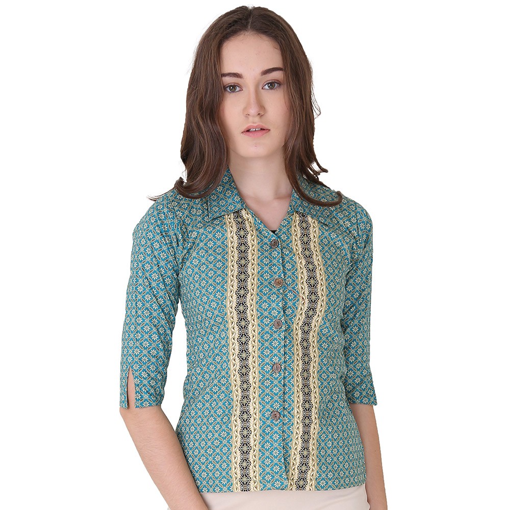 Blouse batik  atasan  wanita  Rianty Batik  Puspa Green 