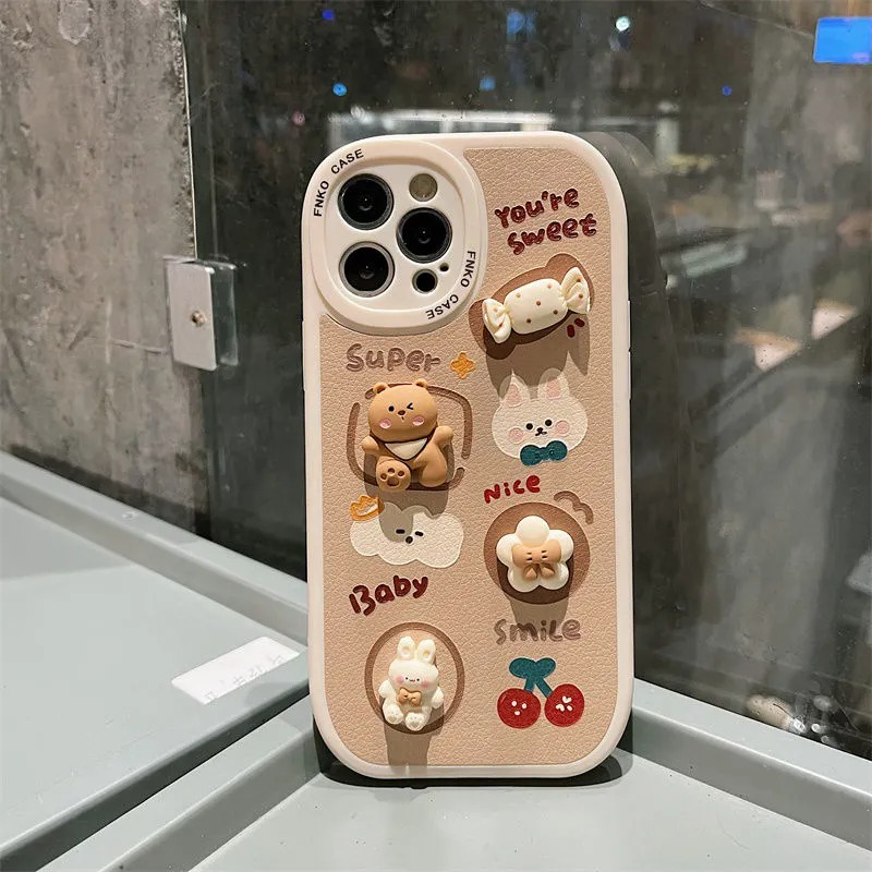 Case Motif Beruang Untuk IPhone 12 13 11 Pro Max X Xs Max Xr 7 8 Plus Ksw7