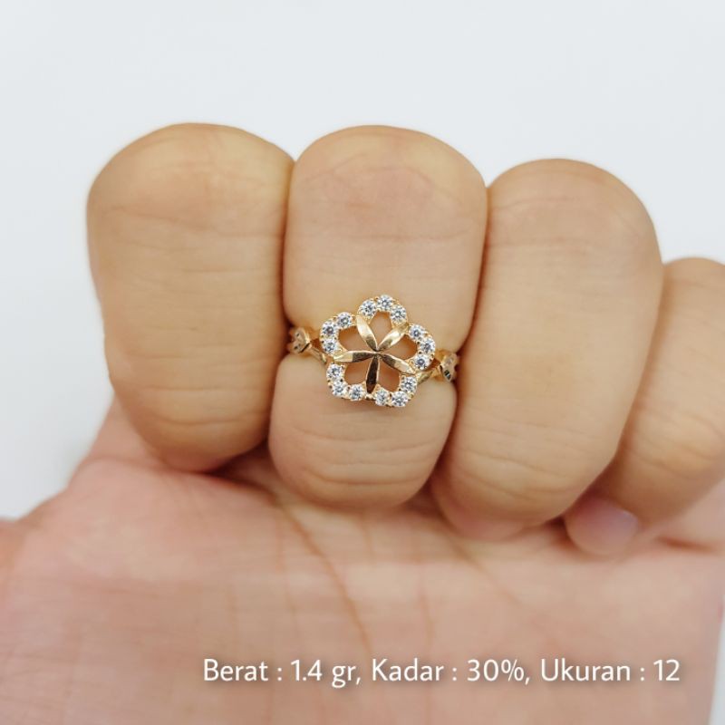 Cincin Emas Ukuran Ring Size 12 Kadar 30% (6K) - L14