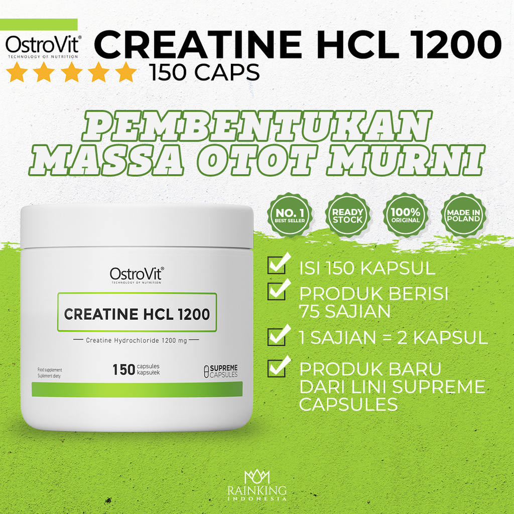 Suplemen Obat Fitnes CREATINE HCL Pembentuk Massa Otot Diet Pelangsing Badan Pembakar Lemak Perut