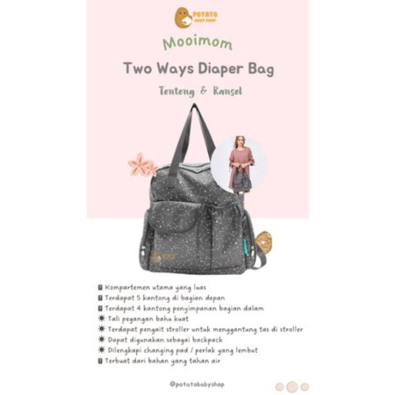 Mooimom Two ways Diaper Bag - Tas Perlengkapan Bayi