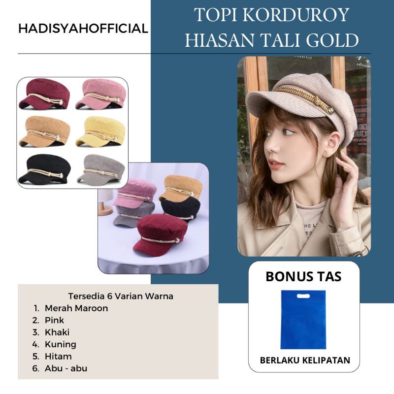 Topi Cewek Korea Kekinian Fashion Bahan Korduroy