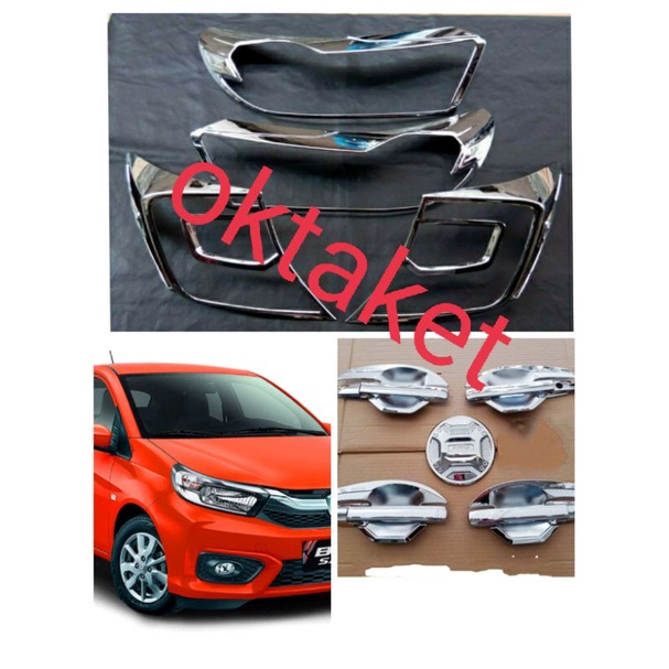 paket lengkap all new brio 2018 Satya Rs garnish depan belakang outer handle tank cover hitam chrome