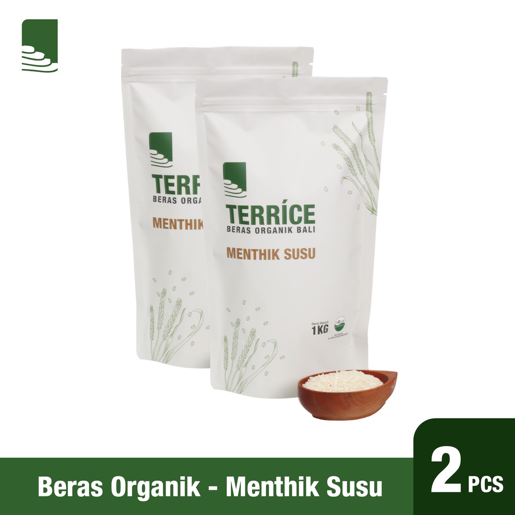 

TERRICE Paket Hemat Beras Putih Organik Menthik Susu Pulen, Wangi, dan Lezat isi 2 Pax x 1Kg