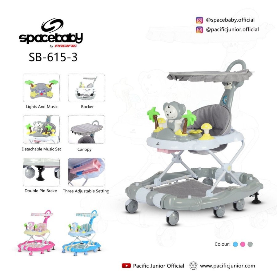 SPACE BABY Baby Walker 615-3 Ic Music Mainan SPACEBABY [ * FREE PACKING DUS ALAS ]