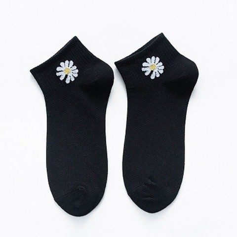 HaiWai COD KAOS KAKI ANKLE SOCK MOTIF BUNGA DAISY WARNA WARNI SEMATA KAKI U16-BLACK