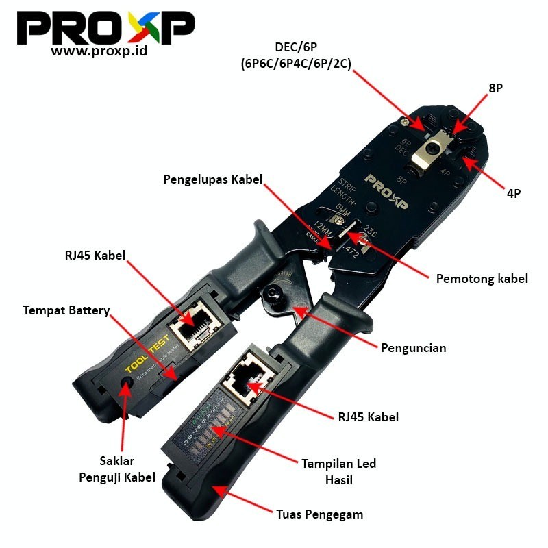 Crimping Tools / Tang RJ45 + Kabel Lan Tester PROXP CTL03-04