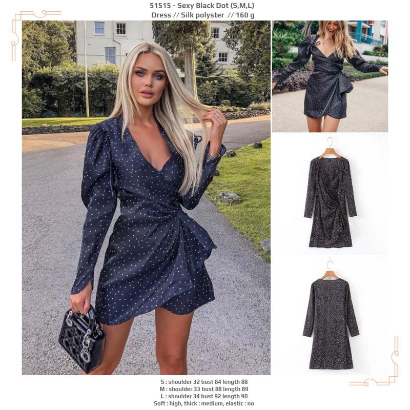 51515 Sexy Black Dot Dress / Dress Pesta Mini Hitam Sexy
