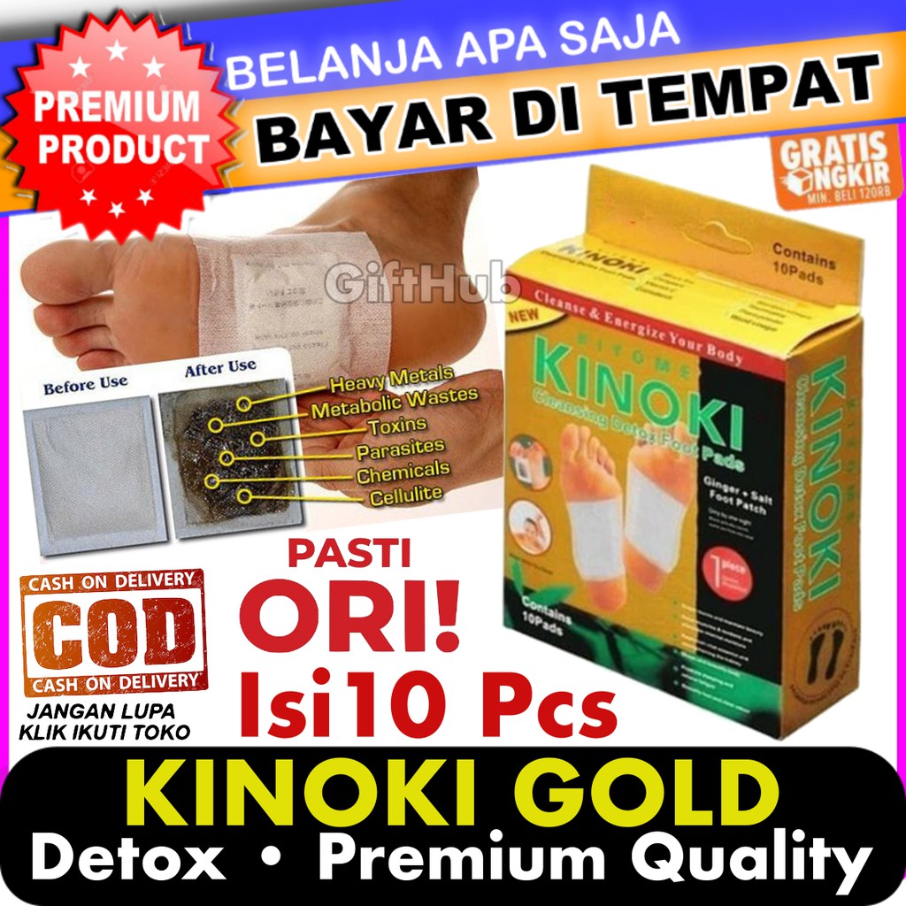 Premium Kinoki GOLD Kinoki Jahe Kinoki Emas Detok Detox Koyo Kaki 10pcs Foot Patch Detoxs Koyok
