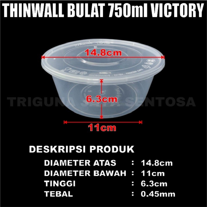 Thinwall 750ml 25pcs Mangkok 750 ml Mangkuk Bulat Bakso 650 Plastik Murah Surabaya