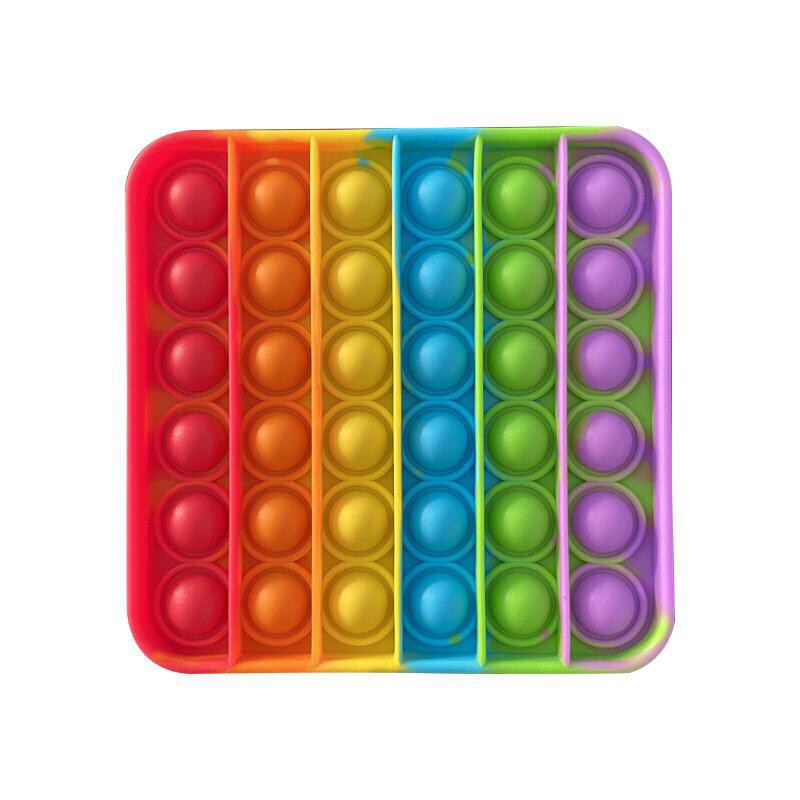 New Rainbow Pop It Round Fidget Kids Toy Push Bubble Stress Relief-RAINBOW SQUARE