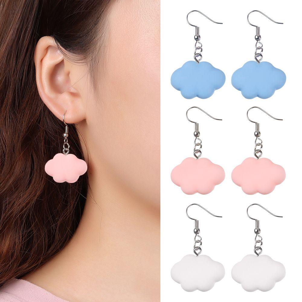 Lily Anting Awan Lucu Hadiah Simulasi Drop Earrings Drop Menjuntai Kartun