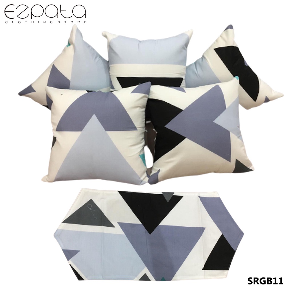 1 set ( 5 Sarung Bantal + Taplak Meja) Sarung Bantal Sofa Minimalis Aesthetic Motif Kombinasi