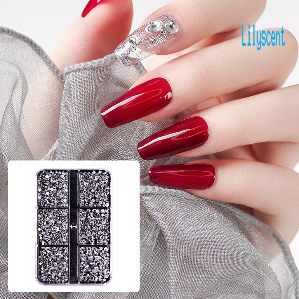 Lily 1688Pcs / Kotak 6 Sekat Berlian Imitasi Untuk Dekorasi Nail Art DIY