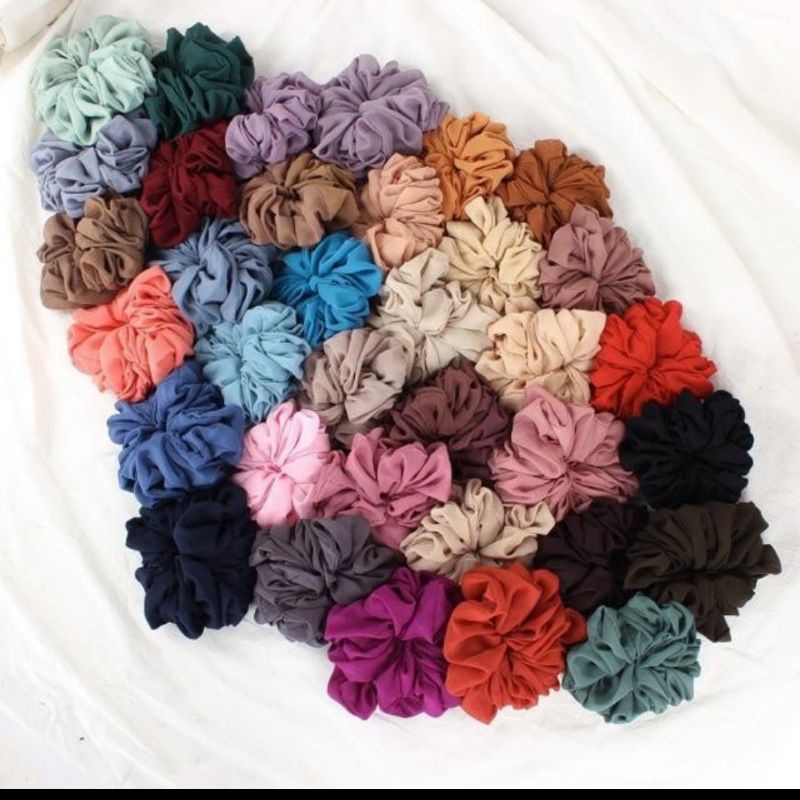 Scrunchie Scrunchies  Cepol Hijab Jumbo  Konde Hijab  Ikat Rambut Jumbo Bahan Diamond Crepe Bisa Pilih Warna