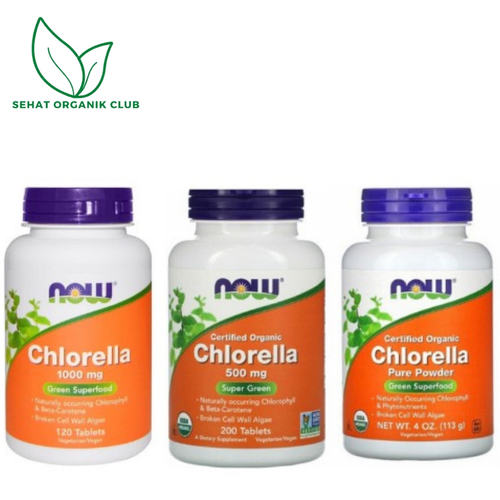 Now Foods Foods Certified Organic Chlorella 500 mg 200 Tablets ;  Organic Chlorella 1000 mg 120 Tabl
