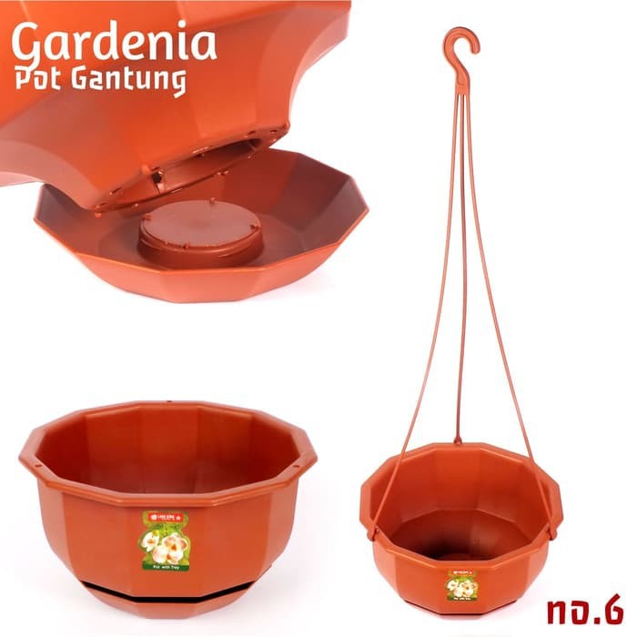 Pot Gantung Gardenia No 6 / Pot Gantung + Tatakan / Pot Tanaman