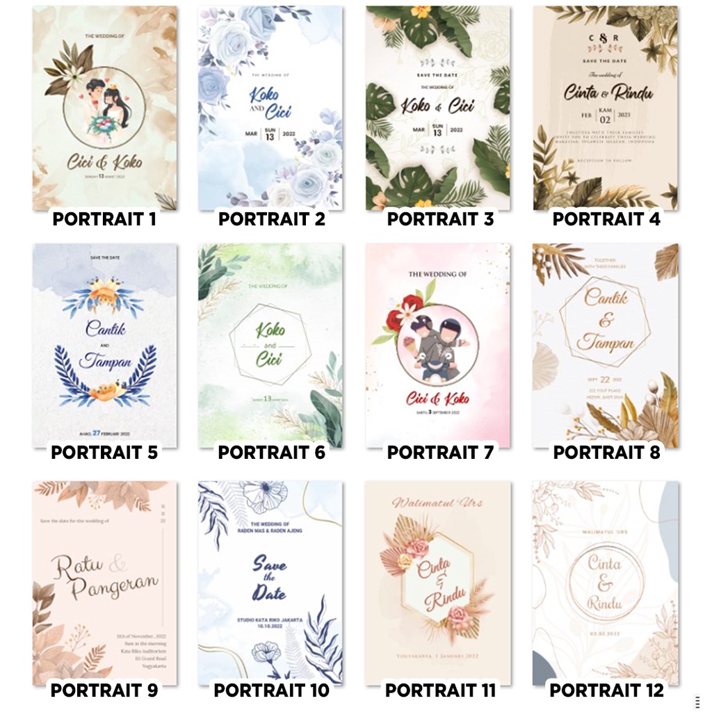 iDk90 Template Undangan Pernikahan Video Rustic Premium Animasi Gerak Daun Bunga Kekinian PPT