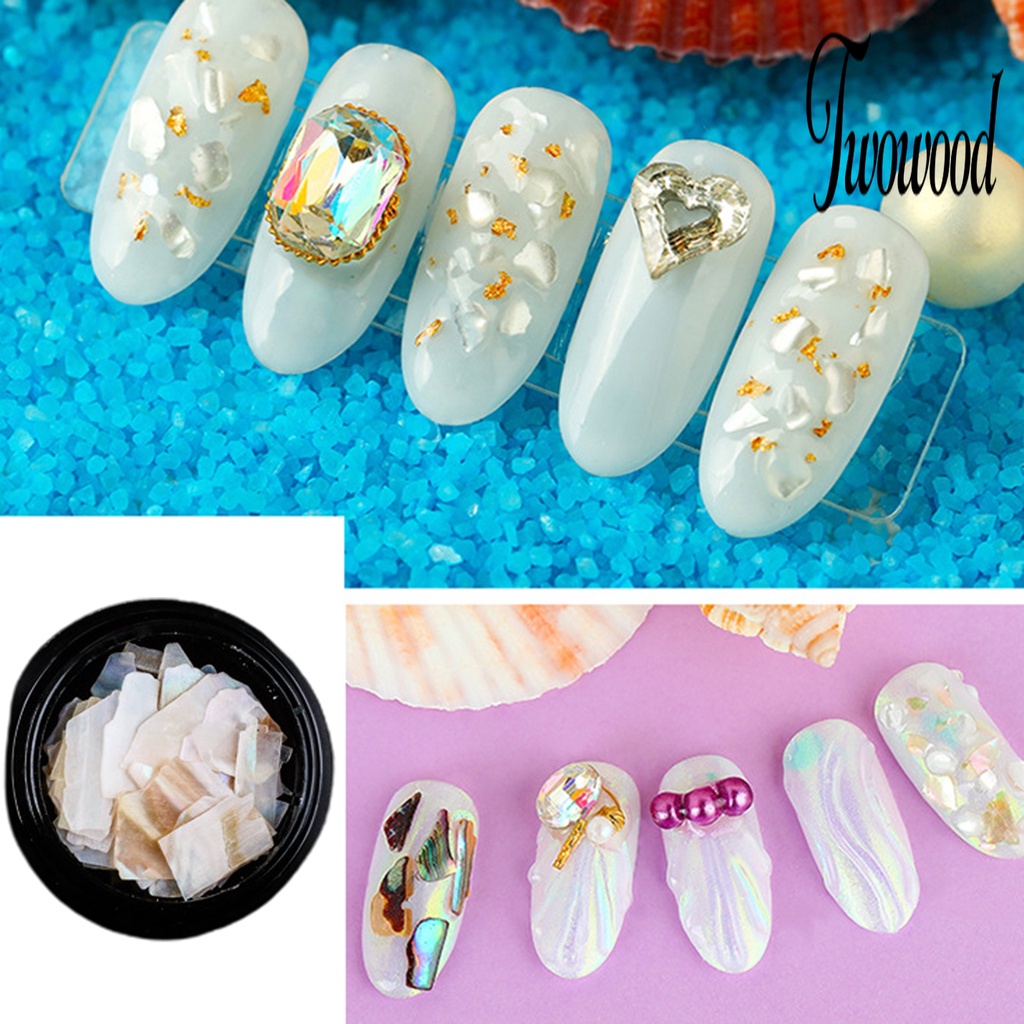 1 Kotak Stiker Kuku Desain Irisan Kulit Kerang Alami Tidak Teratur Untuk Dekorasi Nail Art