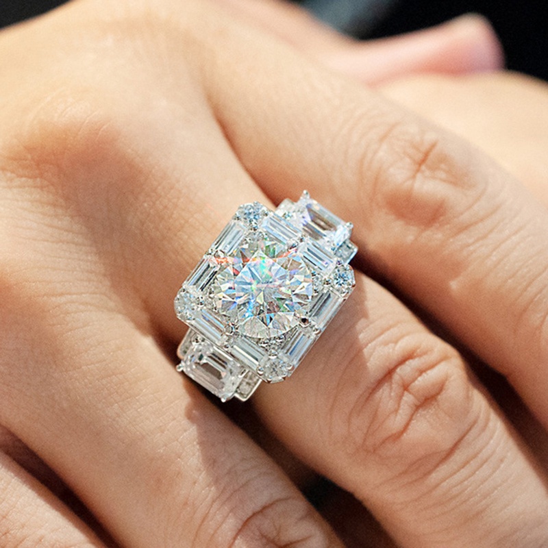 Fancyqube Cincin Cubic Zirconia Shiny Warna Silver Untuk Pria Dan Wanita