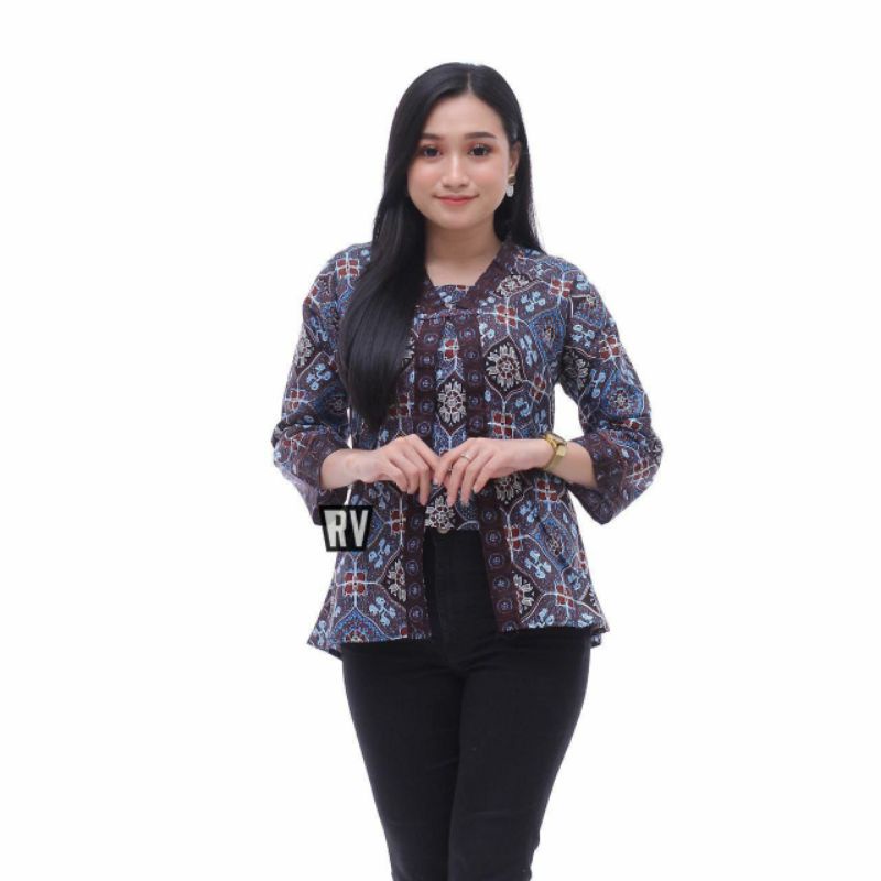 tey-17 Batik Wanita ASJ SA HRB026 Kenongo Kemeja Tosca Pendek-7